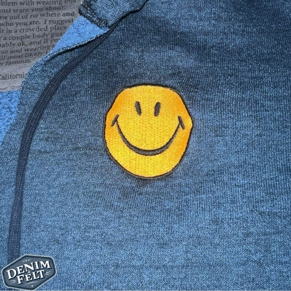 Aviator Nation Women’s Blue/Green Smiley Face Embroidered Hombre V-NeckHoodie😃 - Picture 5 of 13